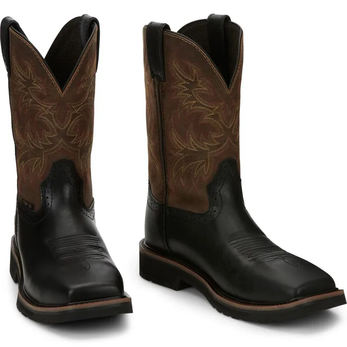 Justin Boots Driller 11034 Composite Toe Work Boot Black Men Work