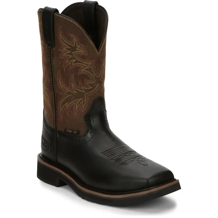 Justin Boots Driller 11034 Composite Toe Work Boot Black Men Work