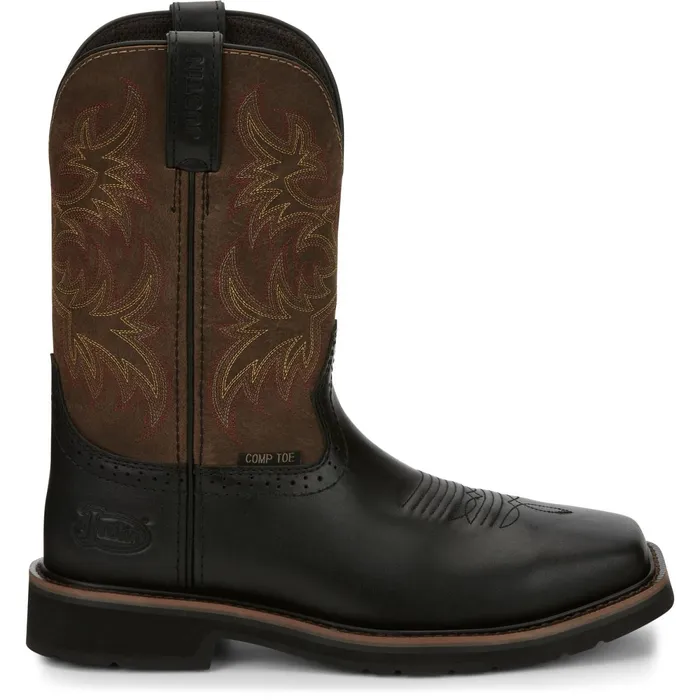 Justin Boots Driller 11034 Composite Toe Work Boot Black Men Work
