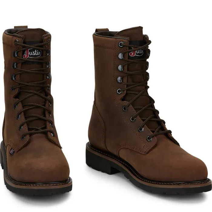 Justin Boots Drywall 8034 Steel Toe Waterproof LaceUp Work Boot Brown Men Work
