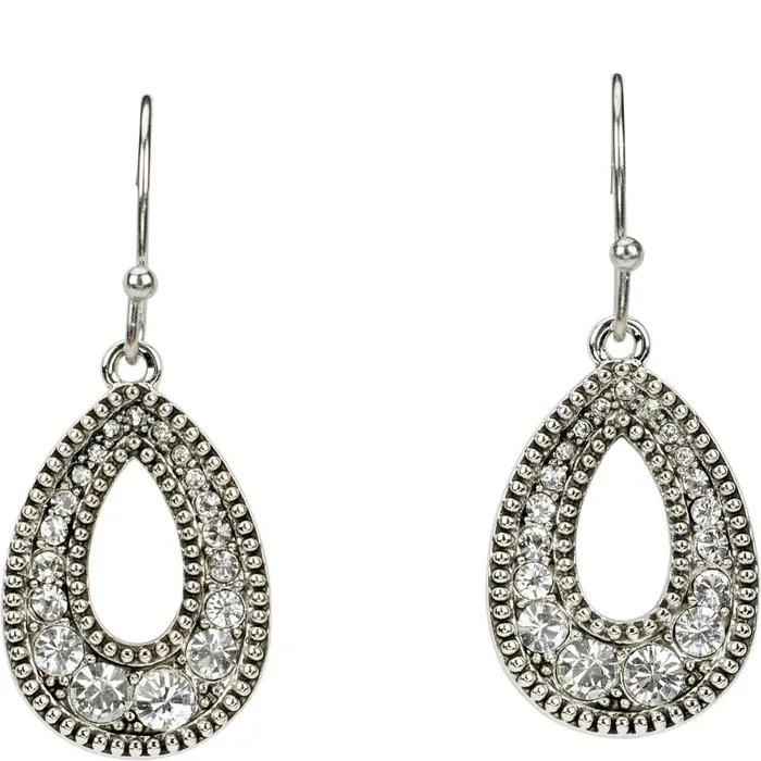 Justin Boots Oval Pendant Earrings Silver grey Women Jewelry