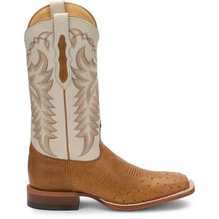Justin Boots Pascoe 13034 Smooth Ostrich Western Boots Antique Saddle tan Men Western