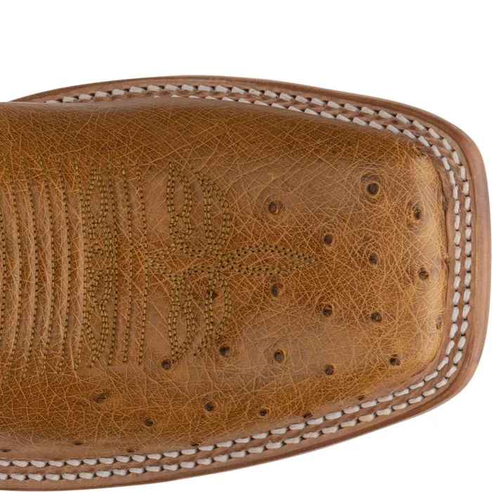 Justin Boots Pascoe 13034 Smooth Ostrich Western Boots Antique Saddle tan Men Western