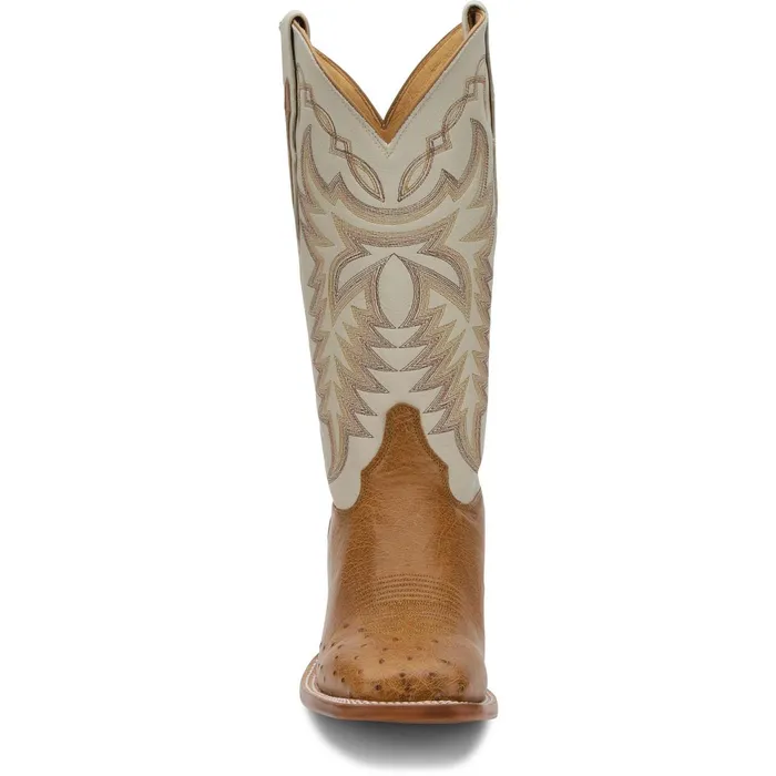 Justin Boots Pascoe 13034 Smooth Ostrich Western Boots Antique Saddle tan Men Western