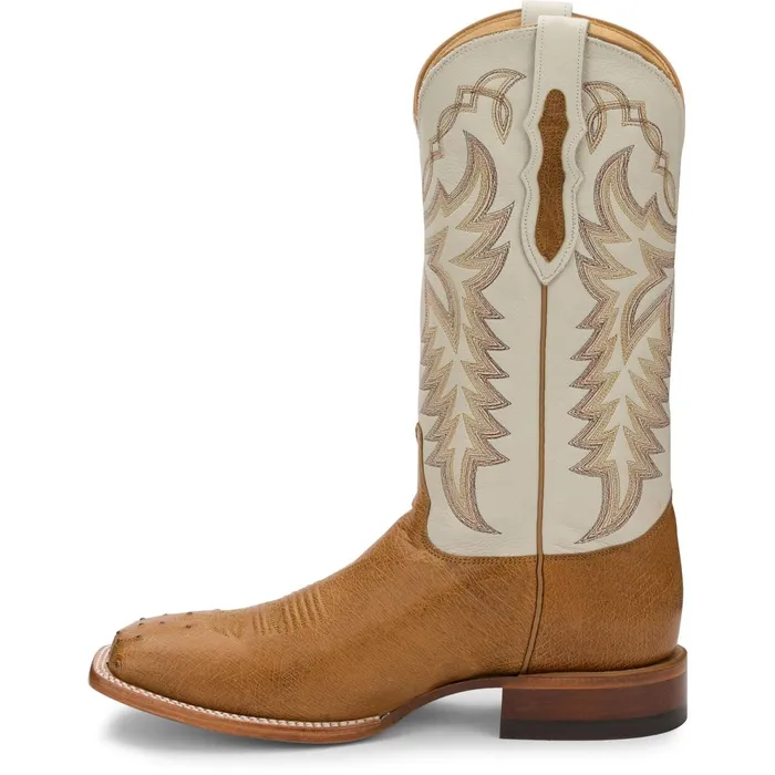 Justin Boots Pascoe 13034 Smooth Ostrich Western Boots Antique Saddle tan Men Western