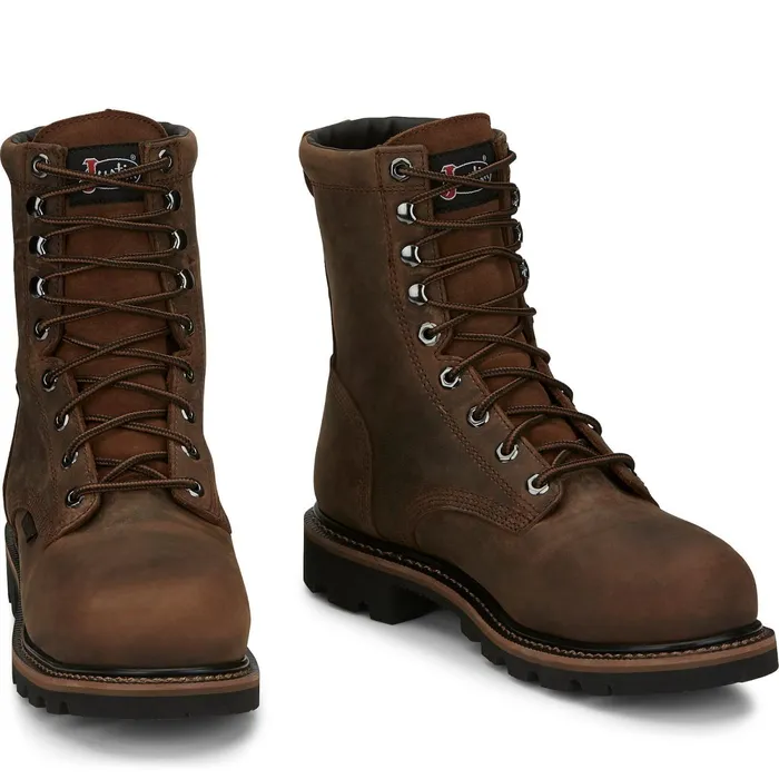 Justin Boots Pulley 8034 Composite Toe Waterproof Work Boot Brown Men Work