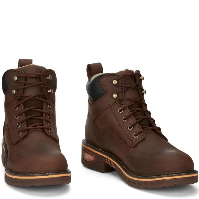 Justin Boots Resistor 6034 Waterproof Lace Up Work Boot Hickory Brown brown Men Work