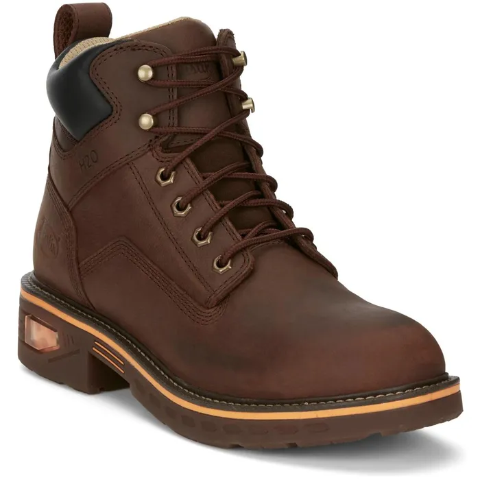 Justin Boots Resistor 6034 Waterproof Lace Up Work Boot Hickory Brown brown Men Work