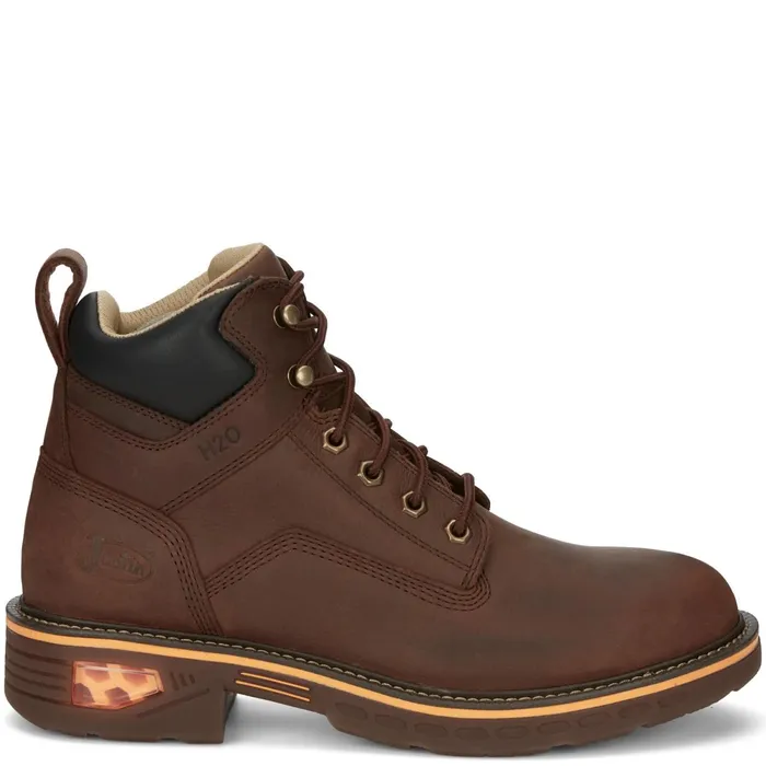 Justin Boots Resistor 6034 Waterproof Lace Up Work Boot Hickory Brown brown Men Work