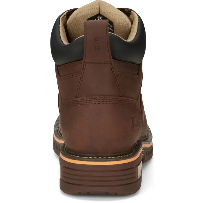 Justin Boots Resistor 6034 Waterproof Lace Up Work Boot Hickory Brown brown Men Work