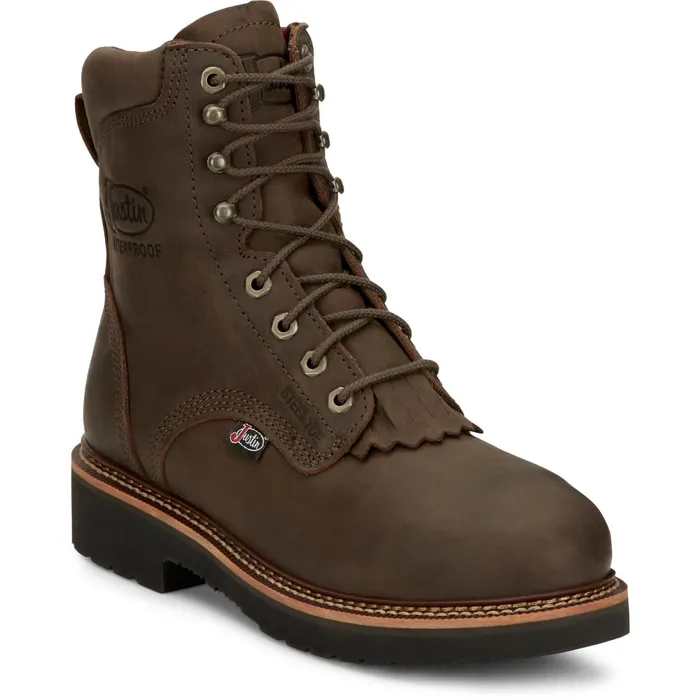 Justin Boots Rivot 8034 Waterproof Steel Toe Hickory Brown brown Men Work