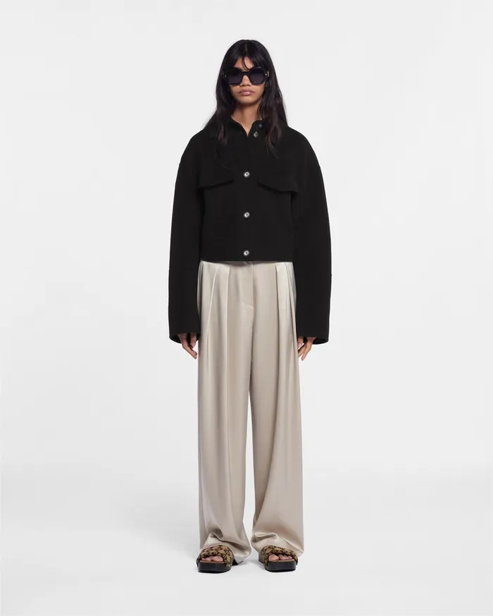 Kalare Double Wool And Silk Blend Jacket Black Women Nanushka Jackets and Blazers