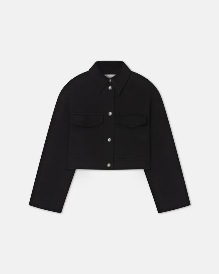 Kalare Double Wool And Silk Blend Jacket Black Women Nanushka Jackets and Blazers
