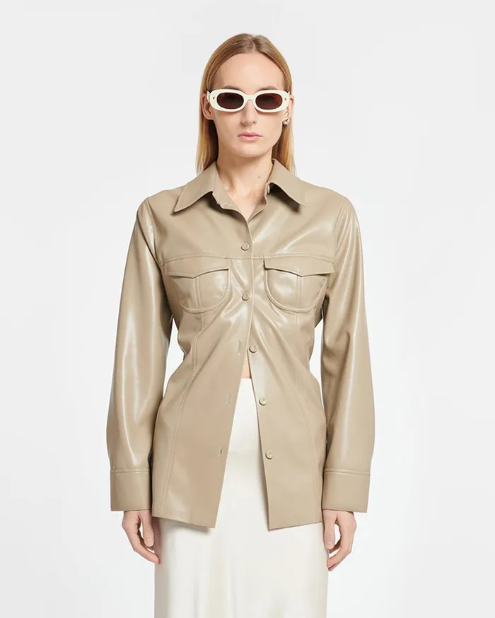 Karline Okobor AltLeather Shirt Ashy Taupe Women Nanushka Tops