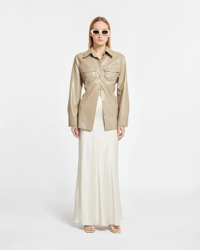 Karline Okobor AltLeather Shirt Ashy Taupe Women Nanushka Tops