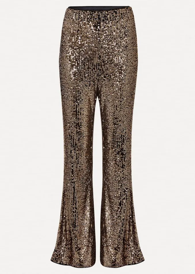 Karmia Gold Sequin Flared Trousers Gold Women Phase Eight Trousers