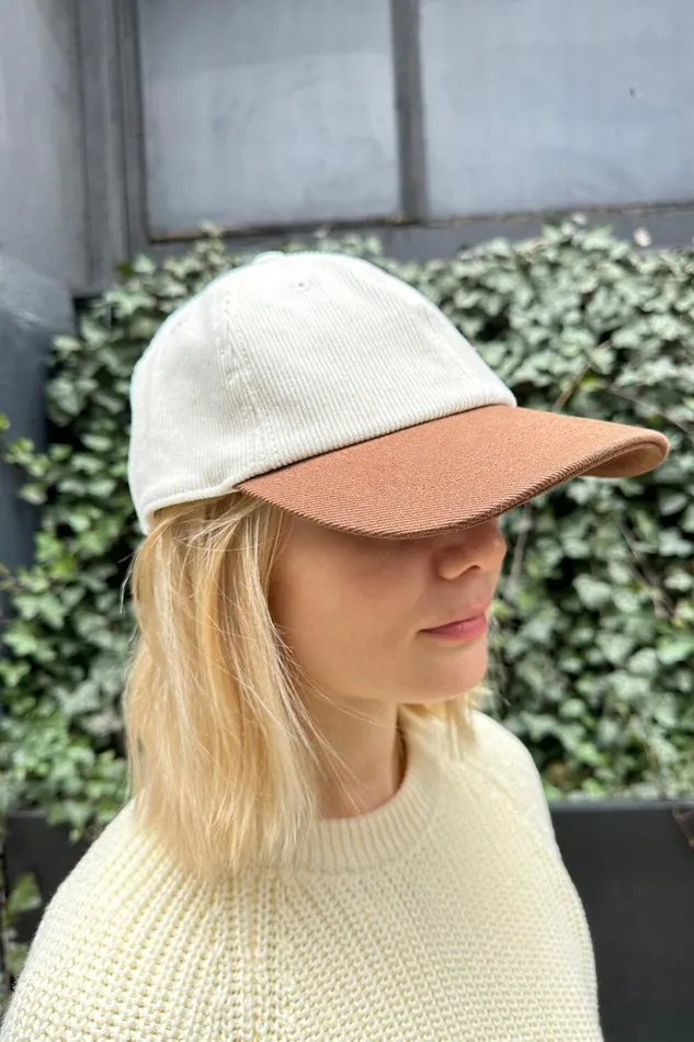 Katherine Corduroy Cap Ivory Women Brandy Melville Hats and Caps
