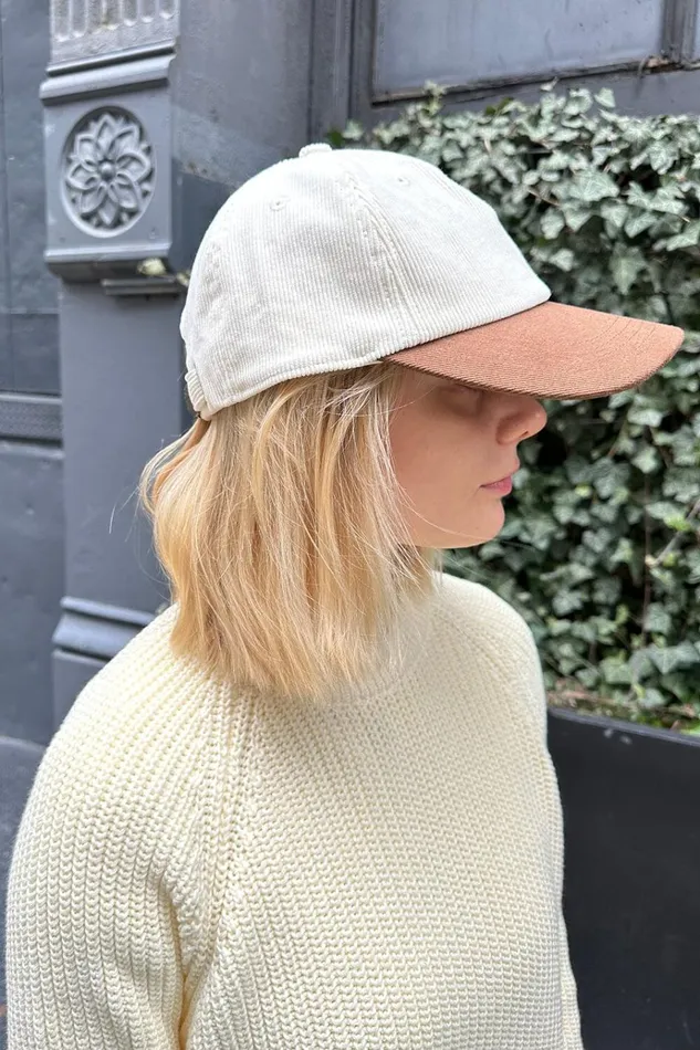 Katherine Corduroy Cap Ivory Women Brandy Melville Hats and Caps