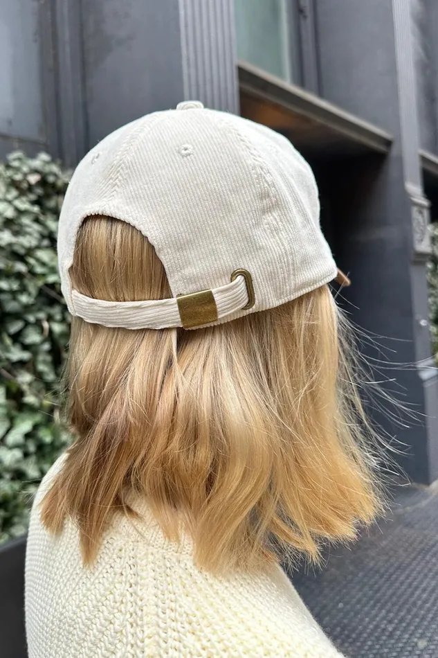 Katherine Corduroy Cap Ivory Women Brandy Melville Hats and Caps