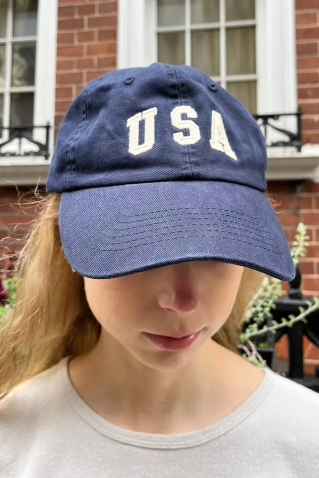 Katherine Usa Cap Navy Blue Women Brandy Melville Hats and Caps