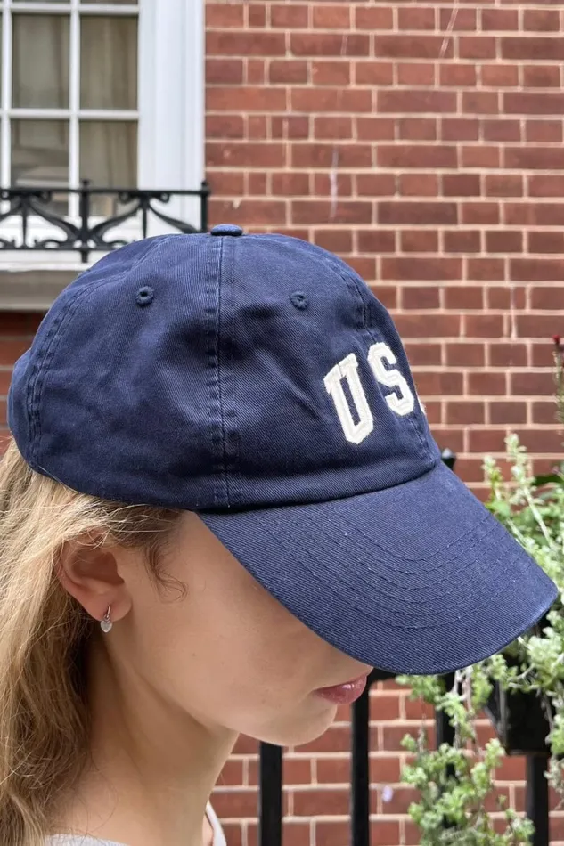 Katherine Usa Cap Navy Blue Women Brandy Melville Hats and Caps