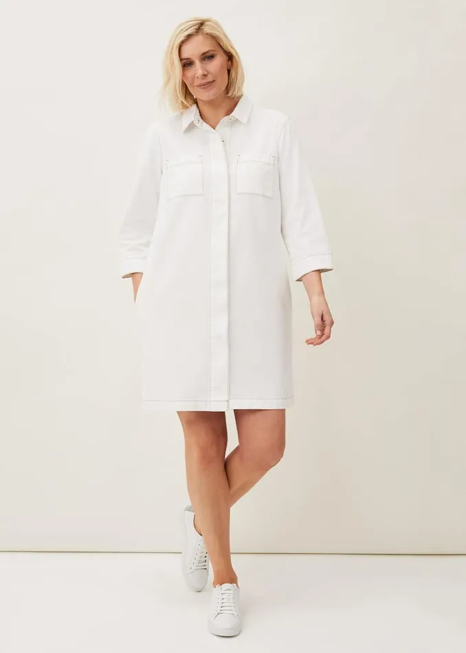 Katie Denim Dress Ecru Women Phase Eight Dresses
