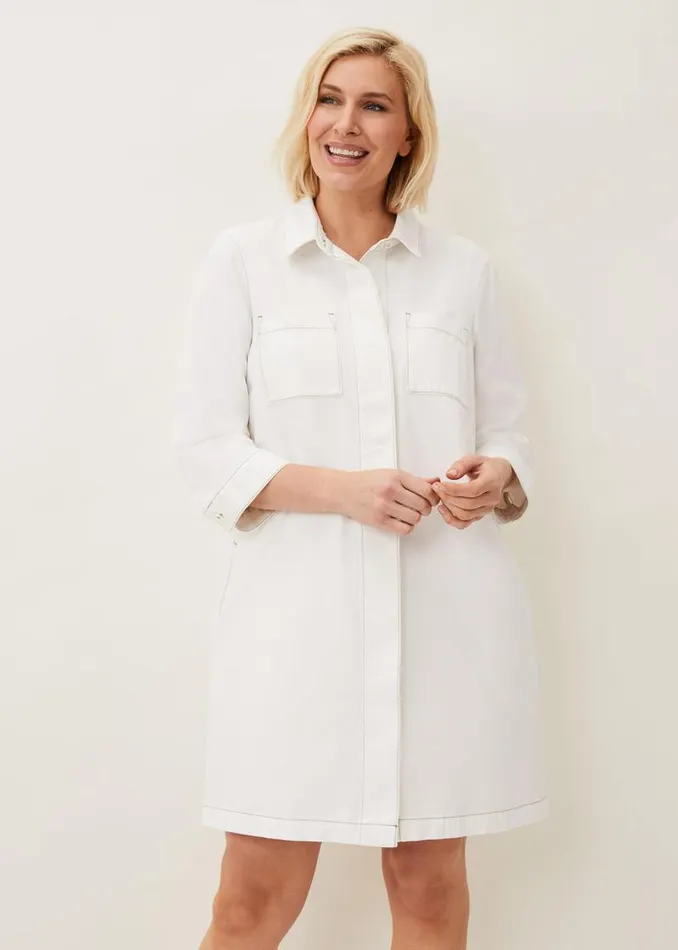 Katie Denim Dress Ecru Women Phase Eight Dresses