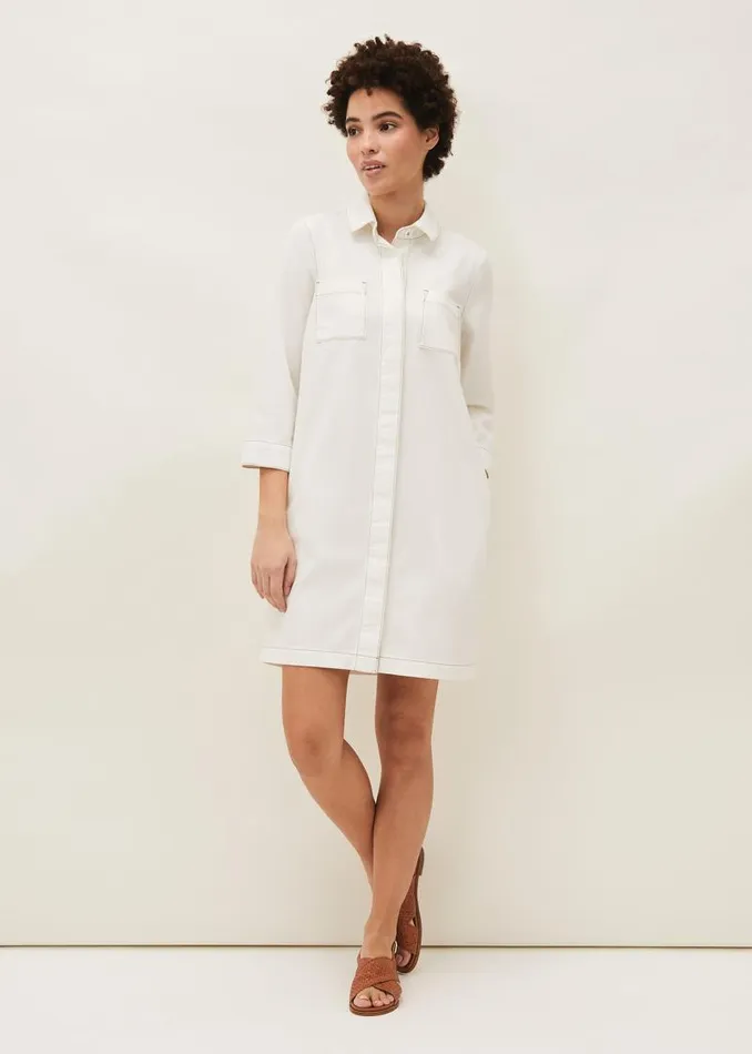 Katie Denim Dress Ecru Women Phase Eight Dresses