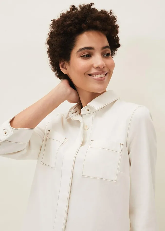 Katie Denim Dress Ecru Women Phase Eight Dresses