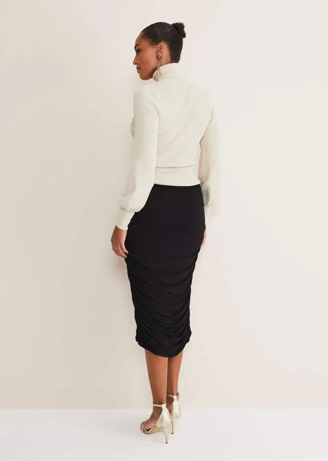 Kealey Ruched Skirt Black Women Phase Eight Skirts