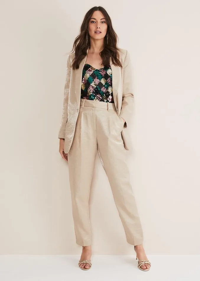 Kehlani Shimmer Blazer CoOrd Champagne Women Phase Eight Jackets