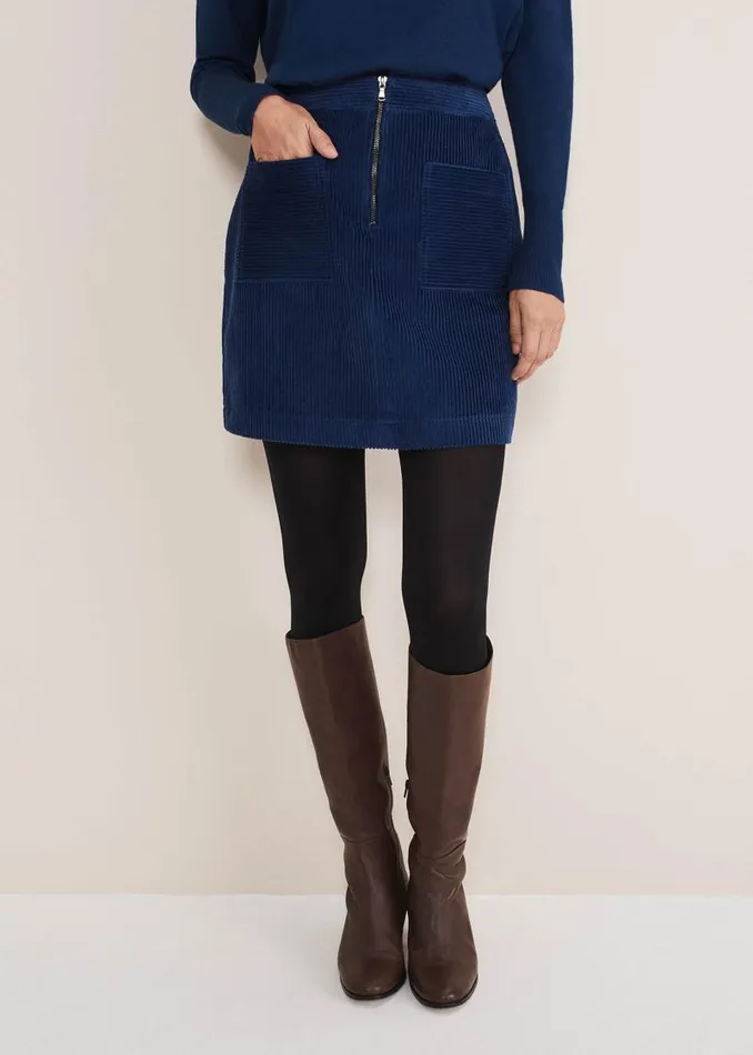 Kennedy Corduroy Mini Skirt Teal Women Phase Eight Skirts
