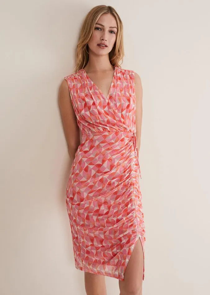 Khy Geo Wrap Mini Dress Pink Multi Women Phase Eight Dresses
