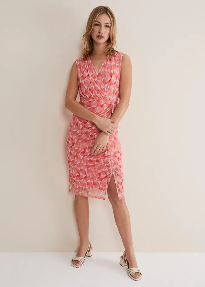 Khy Geo Wrap Mini Dress Pink Multi Women Phase Eight Dresses