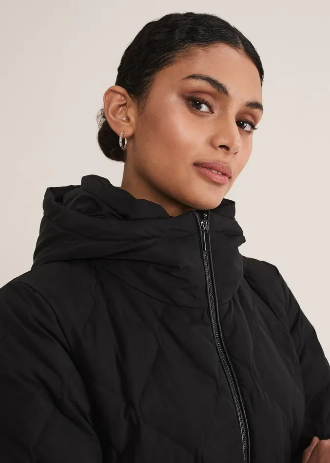 Kia Popper Belted Short Puffer Black Women Phase Eight Coats