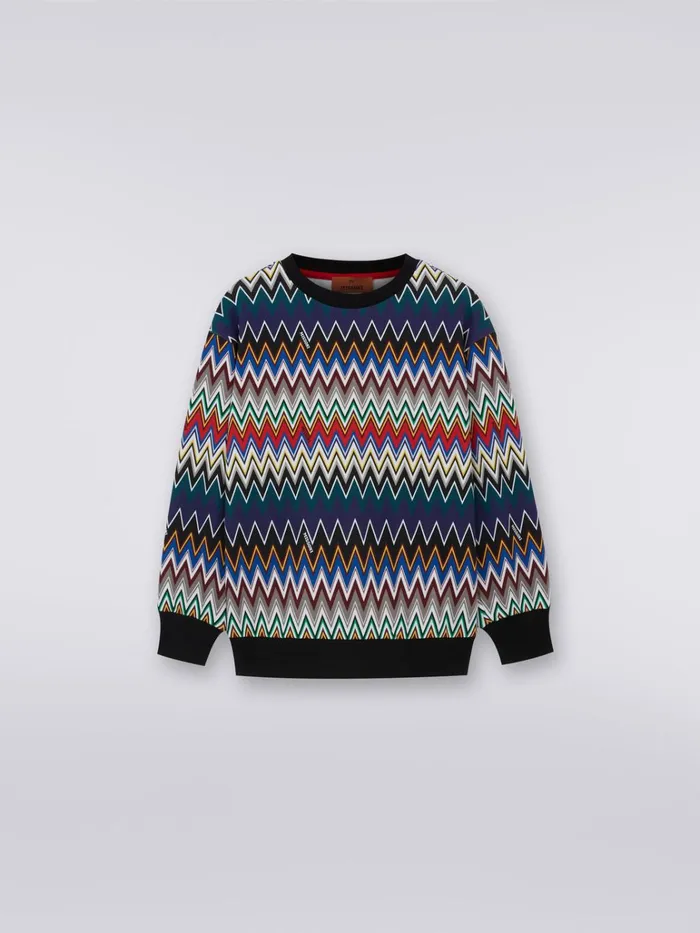 Kids Cotton Chevron CrewNeck Pullover Multicoloured Missoni Clothing