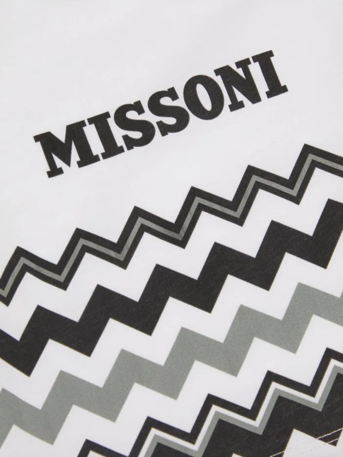 Kids Cotton TShirt With Zigzag And Logo Black and White Missoni Baby 024 Months Kids Cotton TShirt With Zigzag And Logo Black and White Missoni Baby 024 Months