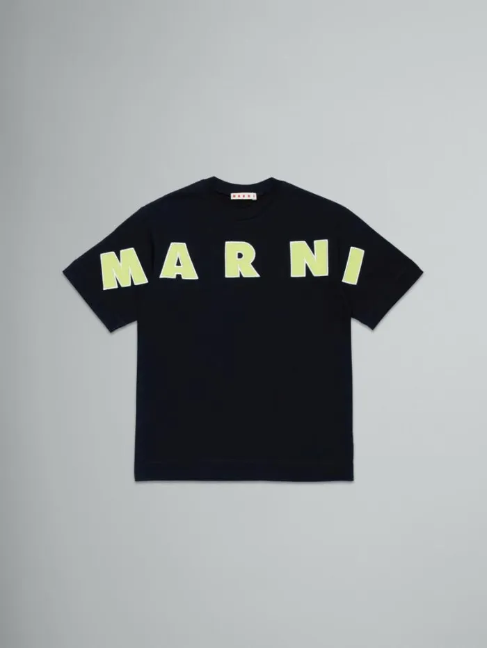 Kids Marni Black TShirt With Embroidered Logo