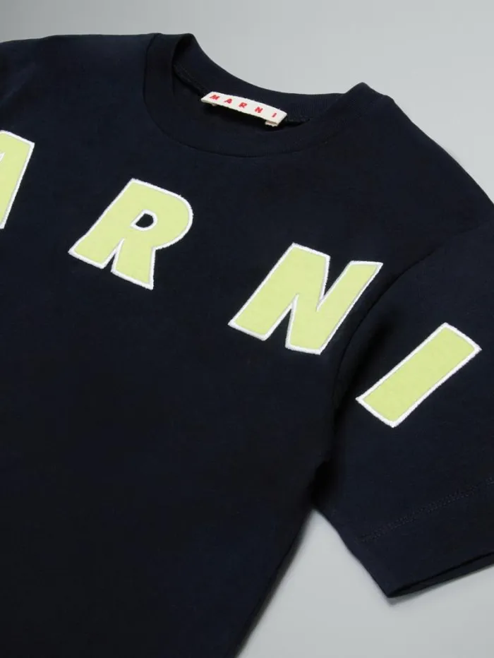 Kids Marni Black TShirt With Embroidered Logo