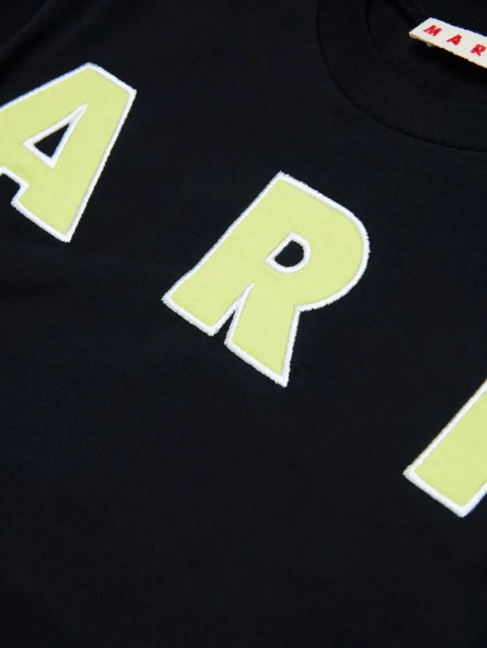 Kids Marni Black TShirt With Embroidered Logo
