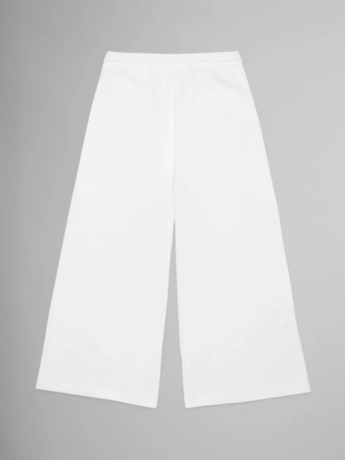 Kids Marni White Fleece Wide Trousers With Pockets