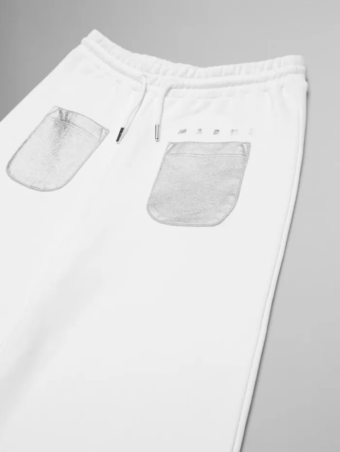 Kids Marni White Fleece Wide Trousers With Pockets