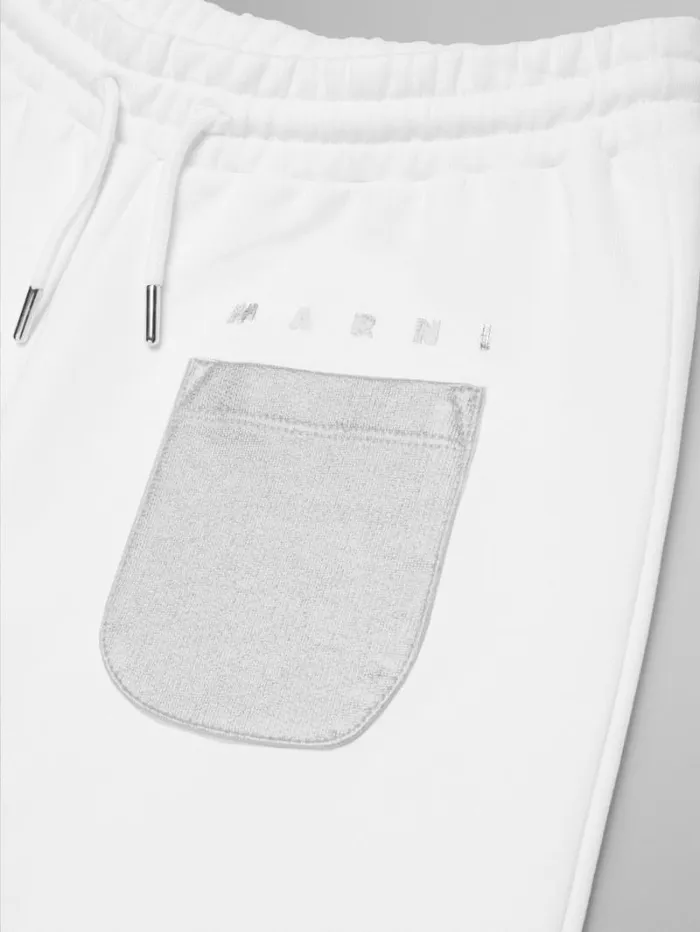 Kids Marni White Fleece Wide Trousers With Pockets