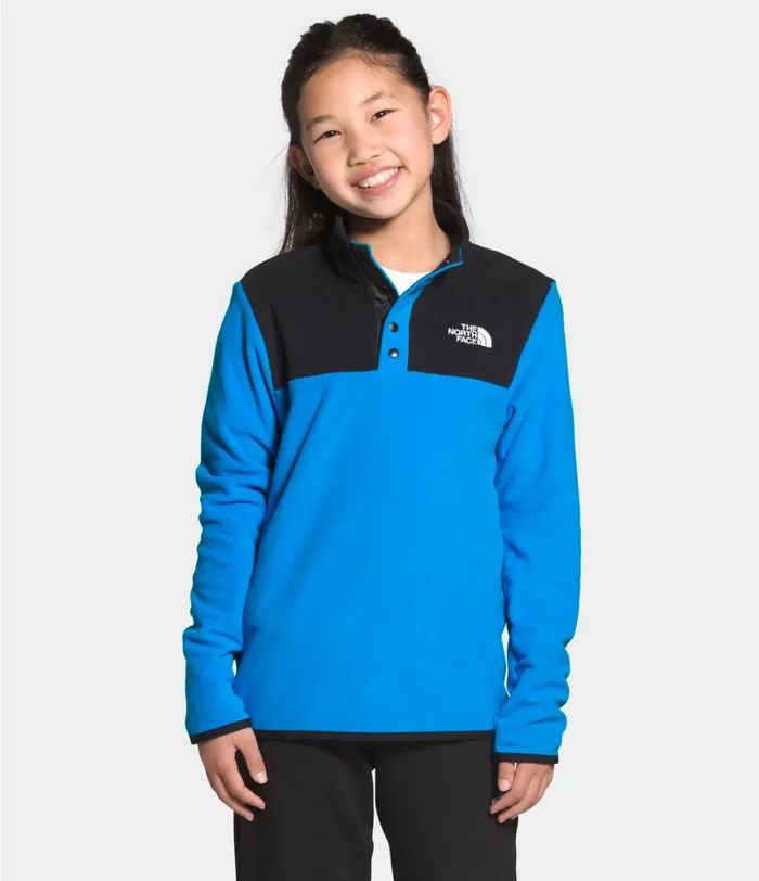 Kids The North Face Fleece Glacier Snap Pullover Clear Lake Blue