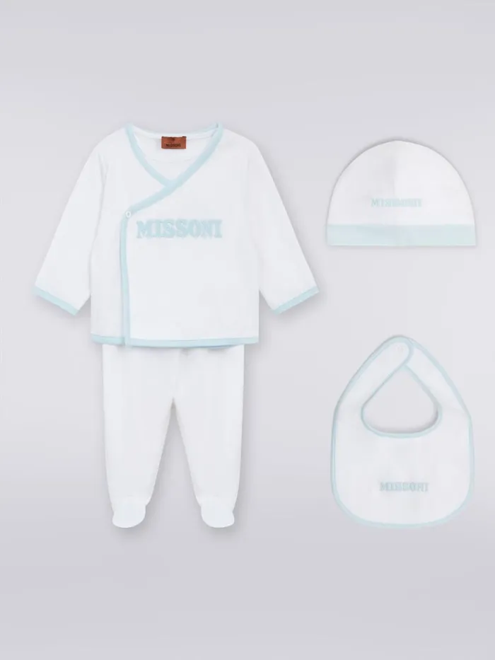 Kids ThreePiece Set With Cotton Jumpsuit Bib And Docker Hat With Logo Multicoloured Missoni Baby 024 Months