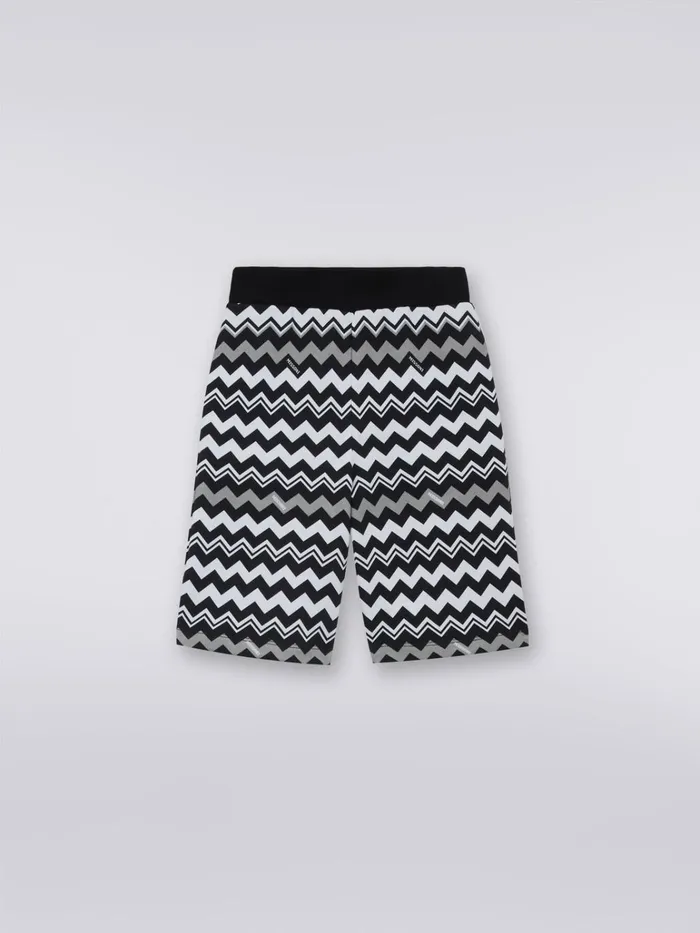 Kids Zigzag Cotton Trousers Black and White Missoni Clothing