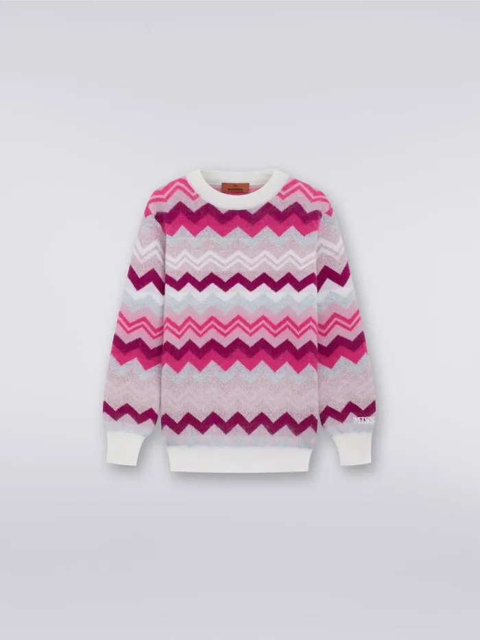 Kids Zigzag Wool CrewNeck Pullover Multicoloured Missoni Clothing