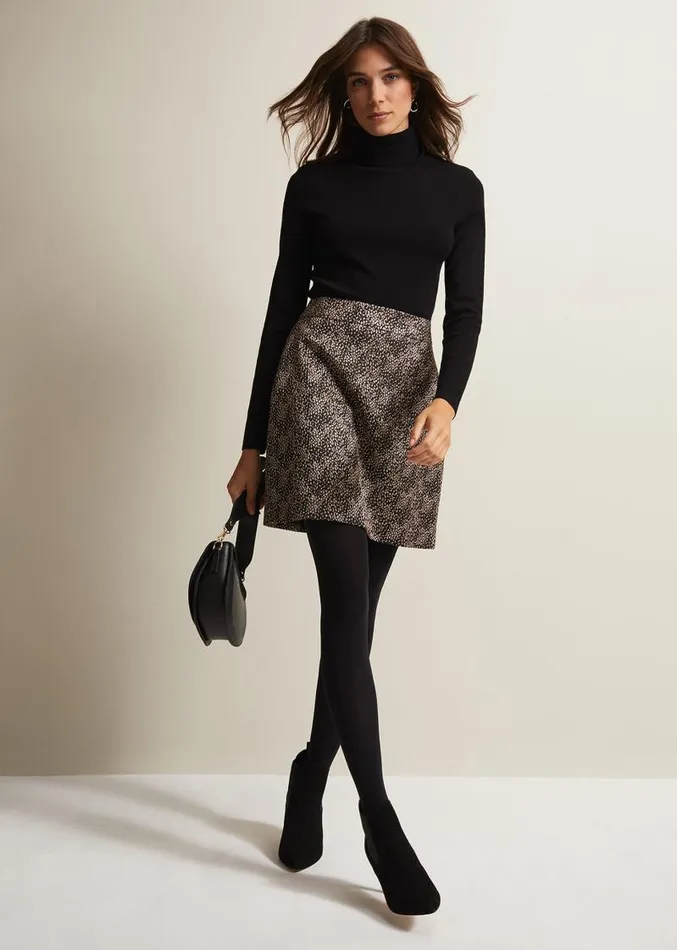 Kilah Jacquard Mini Skirt Gold Women Phase Eight Skirts