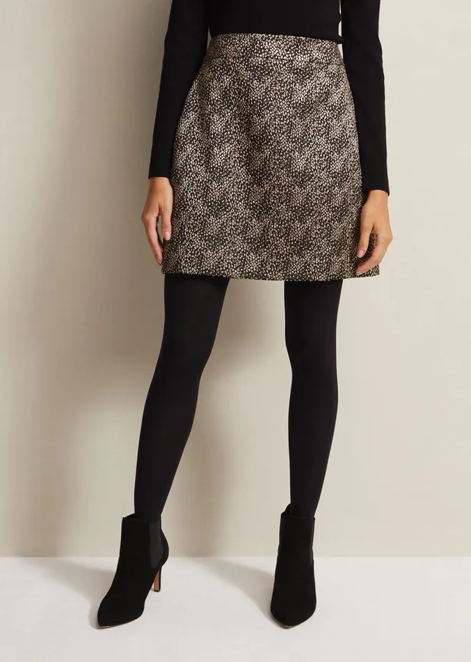 Kilah Jacquard Mini Skirt Gold Women Phase Eight Skirts