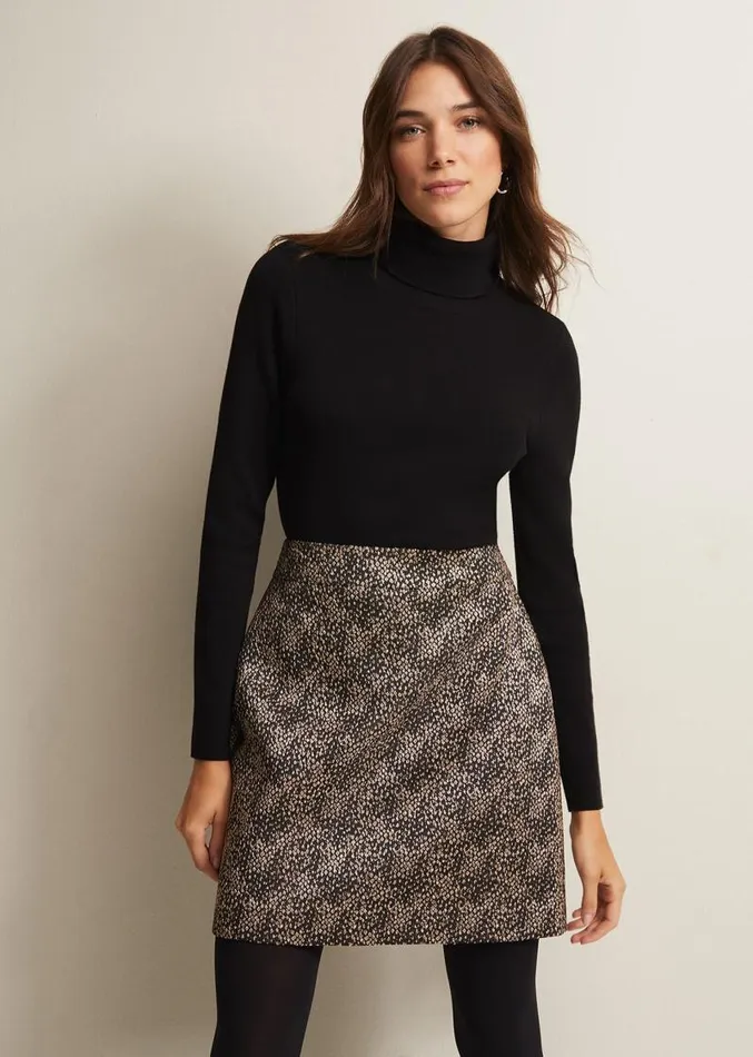 Kilah Jacquard Mini Skirt Gold Women Phase Eight Skirts